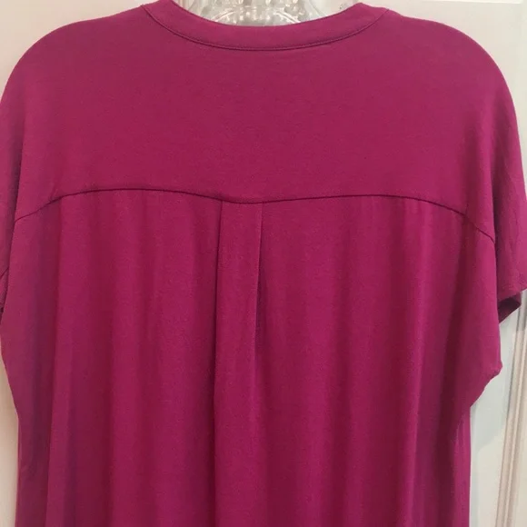 Women's Fuchsia Pink Button-Down Top with hem tie - Picture 5 of 5